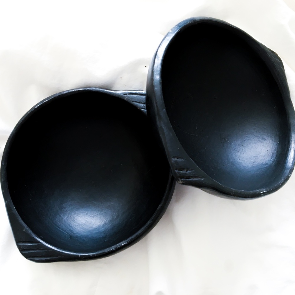Pair of black wooden bowls